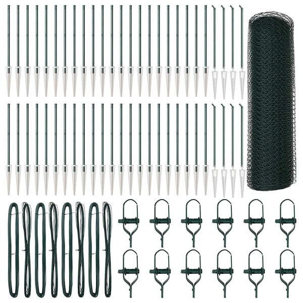 vidaXL Tvorelės stulpas Žalia 100 x 1 m (13 mm tinklas) Plienas ir PVC