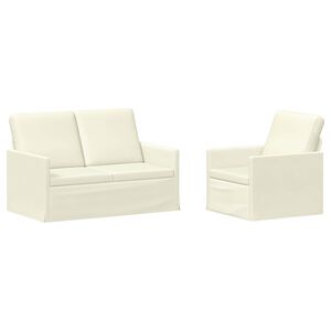 vidaXL Sofos komplektas 2 pcs Kreminė Kordūrinis audinys