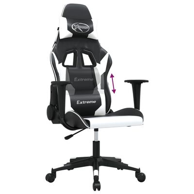 vidaXL Žaidimų kėdė, juodos ir baltos spalvos, dirbtinė oda