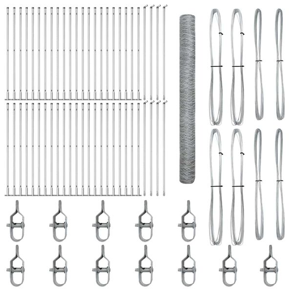 vidaXL Tvora su stulpais Sidabro 1.4 x 100 m PVC dengtas plienas