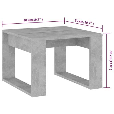 vidaXL Šoninis staliukas, betono pilkos spalvos, 50x50x35cm, MDP