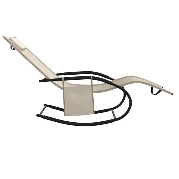 vidaXL Supamas saulės gultas, kreminės spalvos, plienas ir tekstilenas