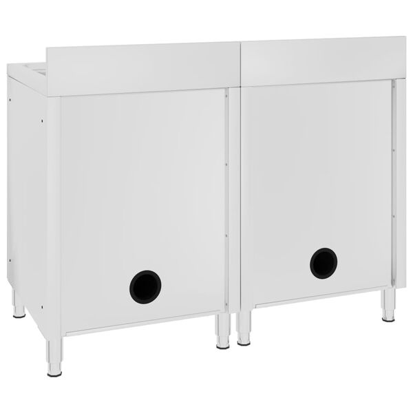 vidaXL Virtuvės spintelės po plautuvėmis, 2vnt., nerūdijantis plienas