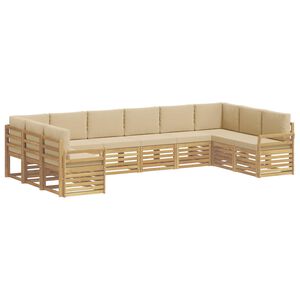 vidaXL Lauko sofos komplektas 10 vnt. Balta ir kreminė Poliesteris