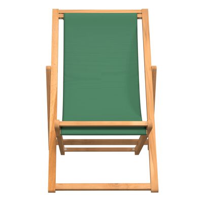 vidaXL Sulankstoma paplūdimio kėdė, žalia, tikmedžio medienos masyvas