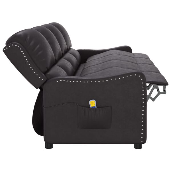 vidaXL Keturvietis atlošiamas masažinis krėslas, juodas, dirbtinė oda