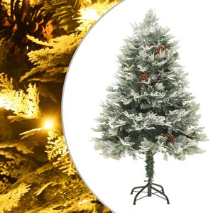 vidaXL Kalėdų eglutė su pu&scaron;ies kankorėžiais, žalia, 150cm, PVC su PE