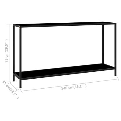 vidaXL Konsolinis staliukas, juodas, 140x35x75cm, grūdintas stiklas