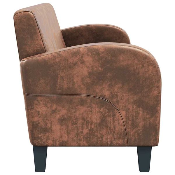 vidaXL Trivietė sofa, dirbtinė zomšos oda, ruda