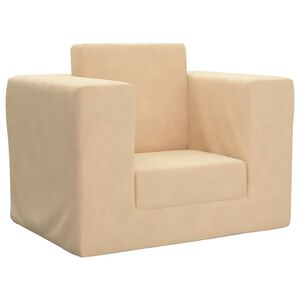 vidaXL Vaiki&scaron;ka sofa-lova, kreminės spalvos, mink&scaron;tas pliu&scaron;as