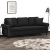 vidaXL Trivietė sofa su pagalvėmis, juodos spalvos, 180cm, aksomas