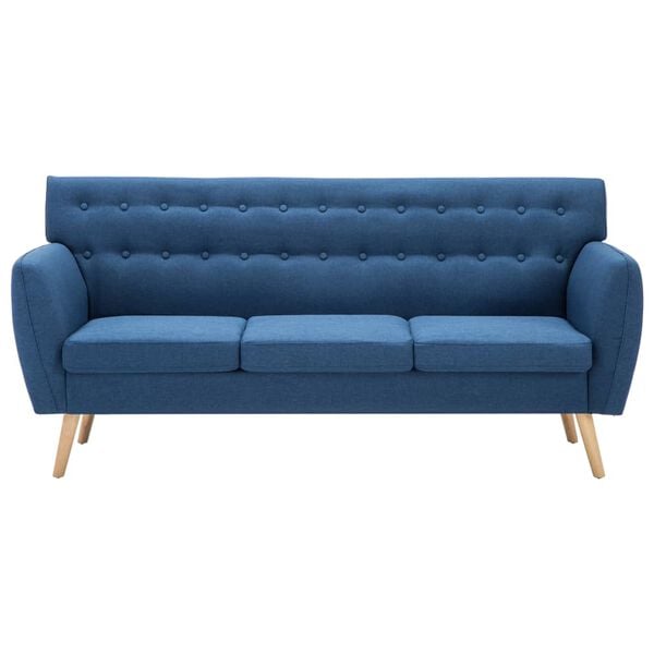 vidaXL Trivietė sofa, audinio apmušalas, 172x70x82cm, mėlyna
