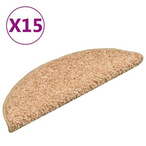 vidaXL Laiptų kilimėliai, 15 vnt., 56x17x3 cm, aukso spalvos, pusapvaliai