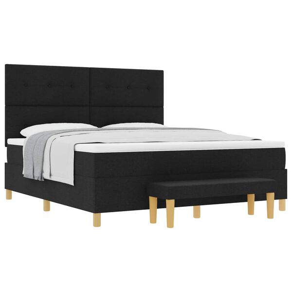 vidaXL Kiemas lova su čiužiniu Juoda 180 x 200 cm audinys