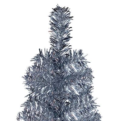 vidaXL Plona apšviesta Kalėdų eglutė su žaisliukais, sidabrinė, 120cm