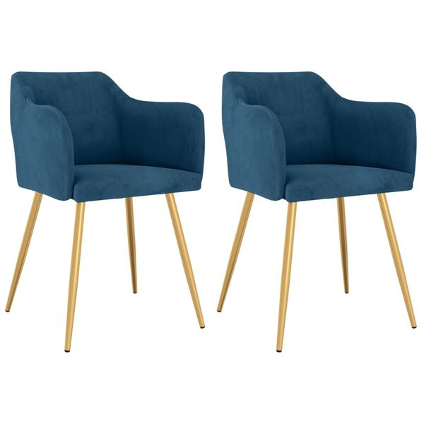 vidaXL Valgomojo kėdės, 2vnt., mėlynos spalvos, aksomas