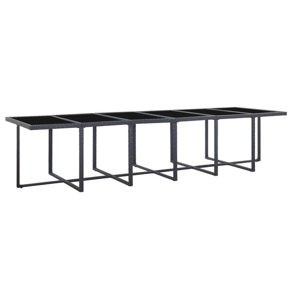 vidaXL Lauko komplektas su pagalvėmis, 17 dalių, juodas, poliratanas