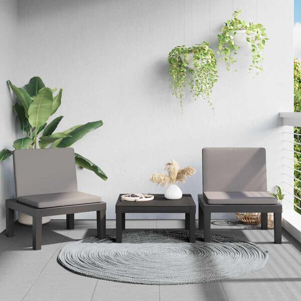 vidaXL Saulės gultas su pagalvėlėmis, antracito spalvos, PP