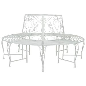 vidaXL Medžio suolelis 8 -vietis &Oslash; 160 x 89 cm steel Antikinė balta