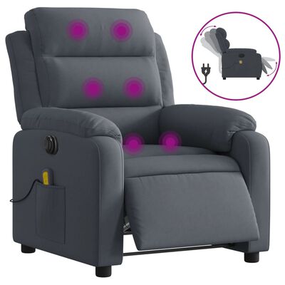 vidaXL Elektrinis masažinis krėslas, tamsiai pilkas, aksomas