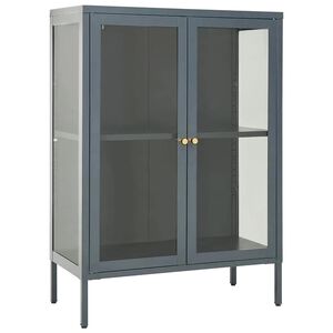 vidaXL &Scaron;oninė spintelė, antracito, 75x35x105cm, plienas ir stiklas