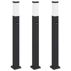 vidaXL Stulpeliniai &scaron;viestuvai su jutikliu, 3 vnt., 80 cm, juodi, IP44