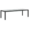vidaXL Sodo stalas, juodas, 250x100x75cm, stiklas ir poliratanas