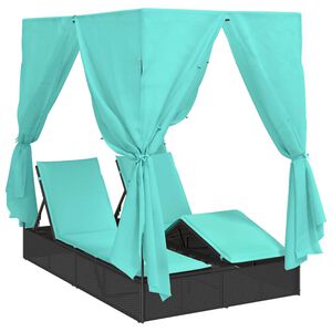 vidaXL Dvigubas saulės gultas Turkio 205 x 129 x 200 cm poliratanas