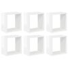 vidaXL Sieninės lentynos, 6vnt., baltos, 26x15x26cm, kubo formos