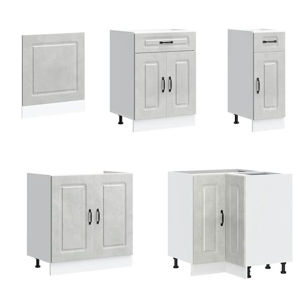 vidaXL Virtuvinių spintelių komplektas, 11 dalių, Kalmar, betono pilka