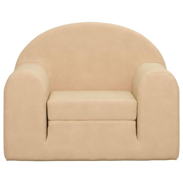 vidaXL Vaiki&scaron;ka sofa-lova, kreminės spalvos, mink&scaron;tas pliu&scaron;as