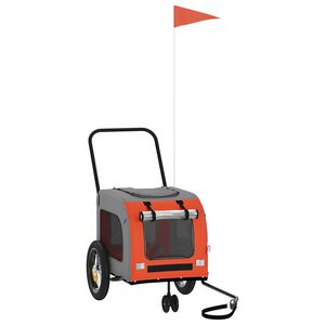 vidaXL Dviračio priekaba gyvūnams Oranžinė ir pilka 125 x 53 x 54 cm