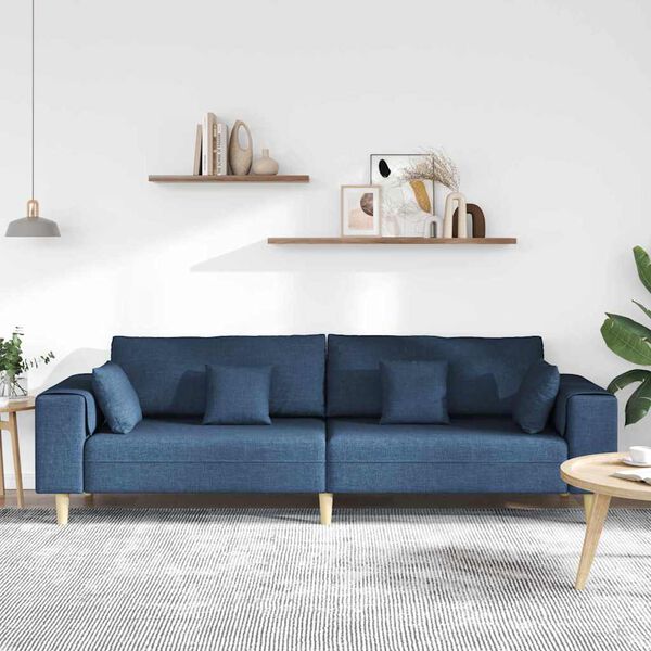 vidaXL Sofa su pagalve Mėlyna 250 x 77 x 76 cm audinys