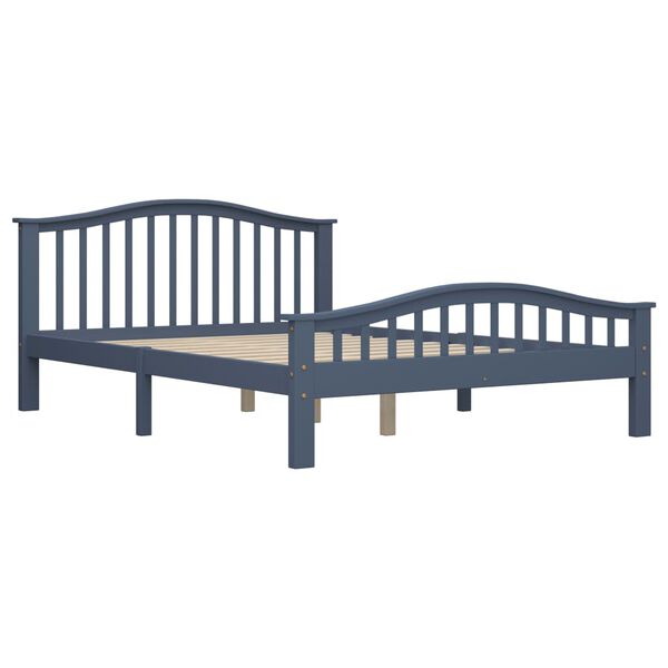 vidaXL Lovos rėmas su 2 stalčiais, pilkas, 140x200cm, pu&scaron;ies masyvas