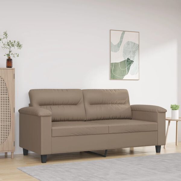 vidaXL Dvivietė sofa, kapučino spalvos, 140cm, dirbtinė oda