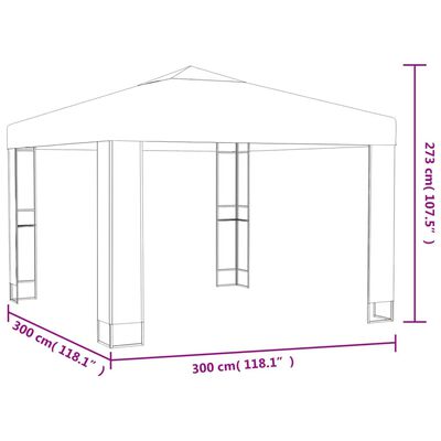 vidaXL Pavėsinė su dvigubu stogu, taupe spalvos, 3x3x2,7m, 180g/m²