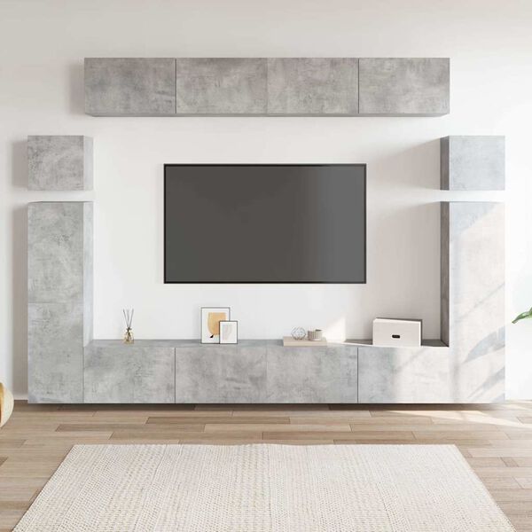 vidaXL Televizoriaus spintelių komplektas, 8 dalių, betono, mediena