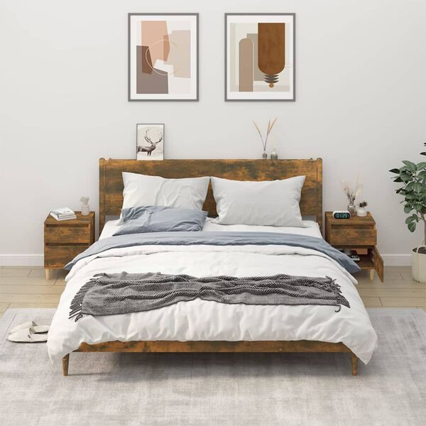 vidaXL Naktinės spintelės, 2vnt., dūminio ąžuolo spalvos, 40x35x50cm