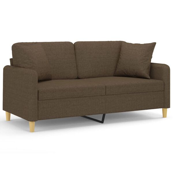 vidaXL Dvivietė sofa su pagalvėmis, ruda, 140cm, audinys