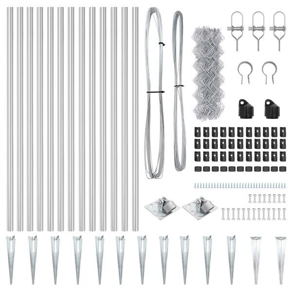 vidaXL Tvorelės stulpas Sidabro 25 x 0,6 m (40 x 40 mm tinklas)