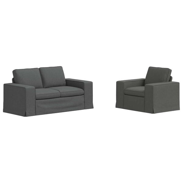 vidaXL Sofa 2 pcs Tamsiai pilka 182 x 80 x 82 cm audinys
