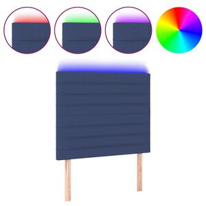vidaXL Galvūgalis su LED, mėlynos spalvos, 80x5x118/128cm, audinys