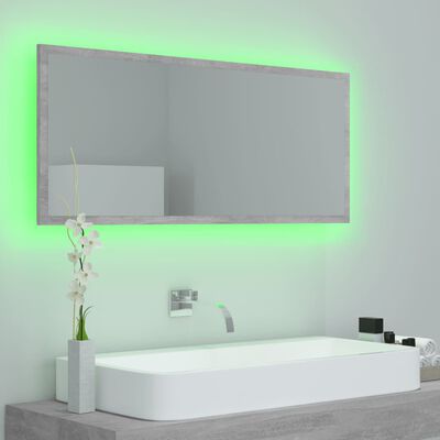 vidaXL Vonios kambario LED veidrodis, betono, 100x8,5x37cm, akrilas