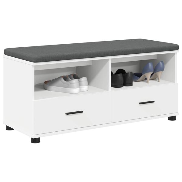 vidaXL Koridoriaus suolas su pagalve su stalčių Balta 100 x 38 x 46 cm