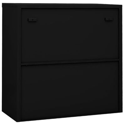 vidaXL Biuro spintelė su stumdomom durim, juoda, 90x40x90cm, plienas