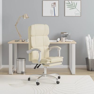 vidaXL Atlošiama biuro kėdė, kreminės spalvos, dirbtinė oda
