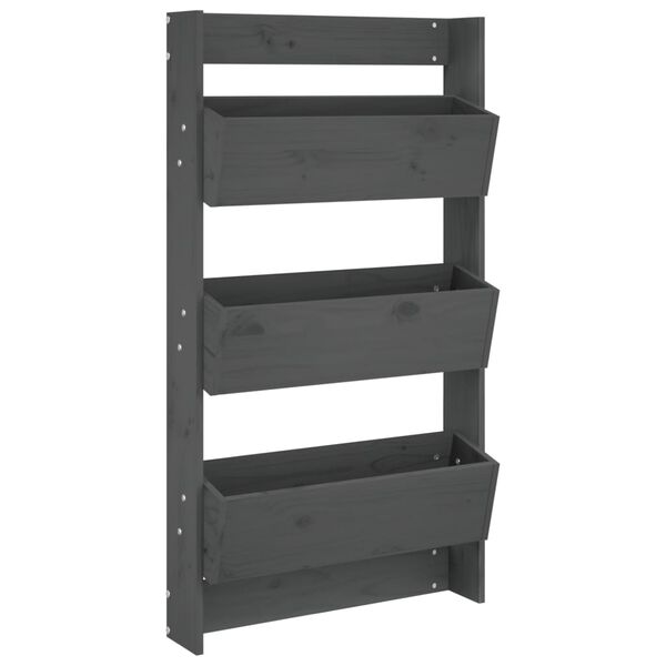 vidaXL Sieninis lovelis, 3 auk&scaron;tų, pilkas, 60x18,5x110cm, pu&scaron;is