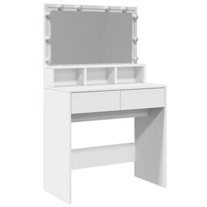 vidaXL Kosmetinis staliukas su LED, baltos spalvos, 80x41x134,5cm