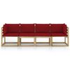 vidaXL Keturvietė sodo sofa su raudonojo vyno spalvos pagalvėlėmis