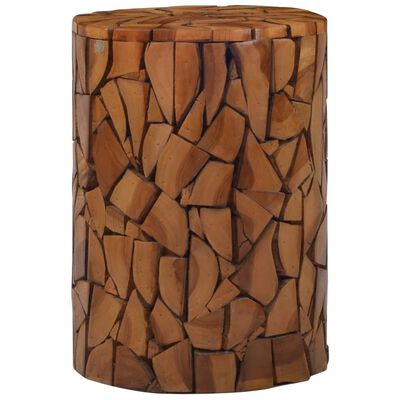 vidaXL Mozaikinė taburetė, rudos spalvos, tikmedžio medienos masyvas